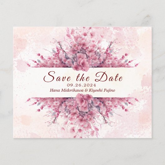 Romantisches Japan Pink Cherry Blossom Save the Da (Vorderseite)