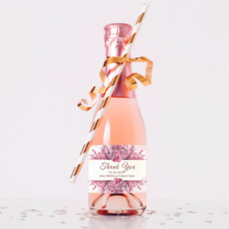Romantisches Japan Pink Cherry Blossom Schaumweinetikett