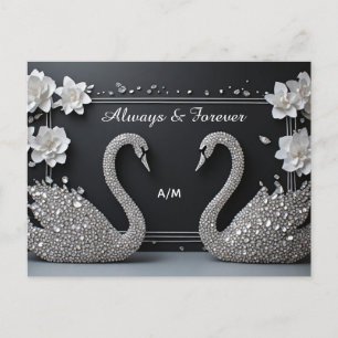 Romantisches Juwelen-Schwan-Paar für die Hochzeit Postkarte