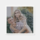 Romantisches kalligrafisches dunkles Foto Wedkin N Serviette (Vorderseite)