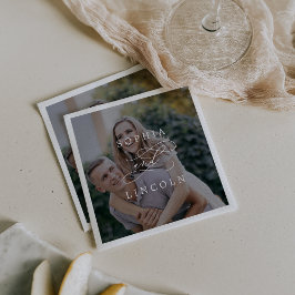 Romantisches kalligrafisches dunkles Foto Wedkin N Serviette