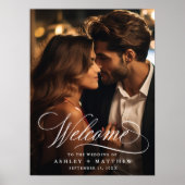 Romantisches kalligrafisches Foto Hochzeit Begrüßu Poster (Vorne)