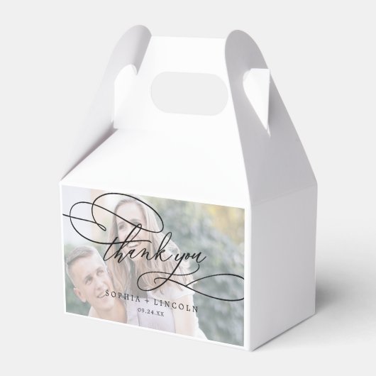 Romantisches kalligrafisches Foto Vielen Dank für Geschenkschachtel (Vorderseite)
