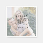 Romantisches kalligrafisches Foto Wedkin Napkin Serviette (Vorderseite)