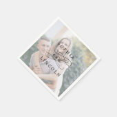 Romantisches kalligrafisches Foto Wedkin Napkin Serviette (Ecke)