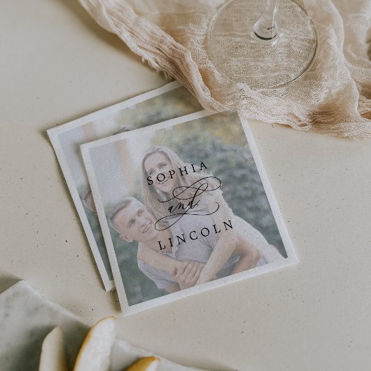 Romantisches kalligrafisches Foto Wedkin Napkin Serviette