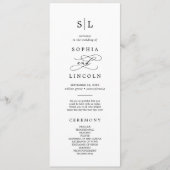 Romantisches kalligrafisches Mongram-Hochzeitsprog Programm (Vorderseite)