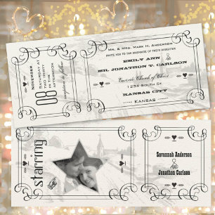 Romantisches Kapellen-Landstraßen-Ticket Hochzeit Einladung