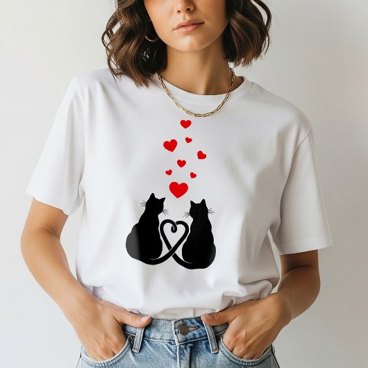 Romantisches Katzenliebhaber-T-Shirt | Valentinsta T-Shirt