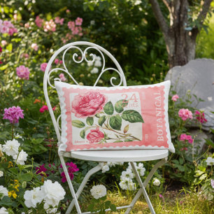 Romantisches Kissen mit Rosenstempel Botanik