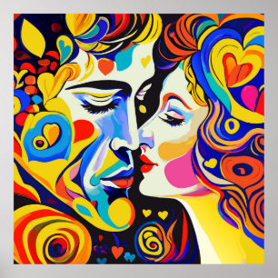 Romantisches Kissenpaar in Liebe Poster