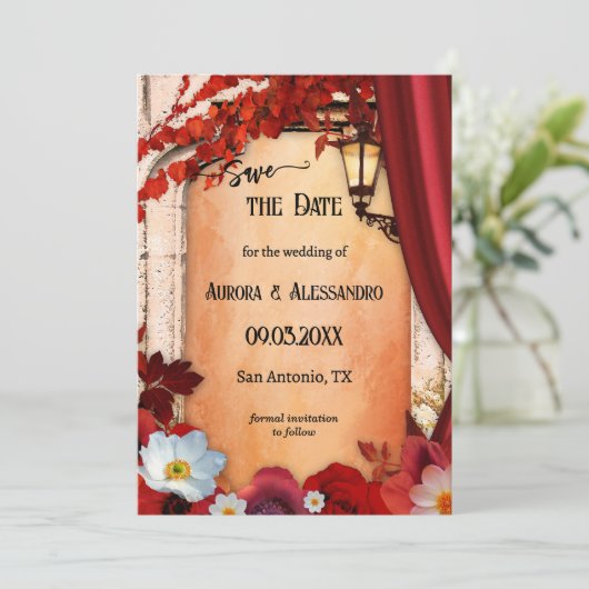 Romantisches klassisches italienisches Fall-Foto S Save The Date (Stehend Vorderseite)