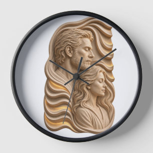 Romantisches klassisches Paar Relief Kunst Uhr