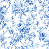 Romantisches königsblaues Toile de Jouy Hochzeitsp Programm