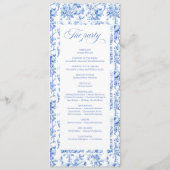 Romantisches königsblaues Toile de Jouy Hochzeitsp Programm (Rückseite)