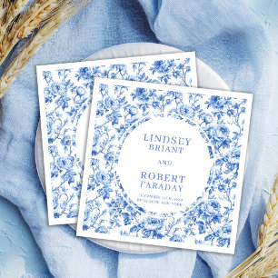 Romantisches königsblaues Toile-Rosen-Hochzeitsser Serviette