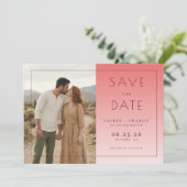 Romantisches Korallen-Minimalistisches Foto Save The Date (Stehend Vorderseite)