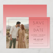 Romantisches Korallen-Minimalistisches Foto Save The Date (Vorne/Hinten)