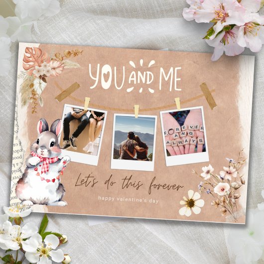 Romantisches Kraft Scrapbook Foto Valentinstag Karte