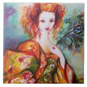 ROMANTISCHES LADY MIT PEACOCK FEATHER FLIESE (Vorderseite)