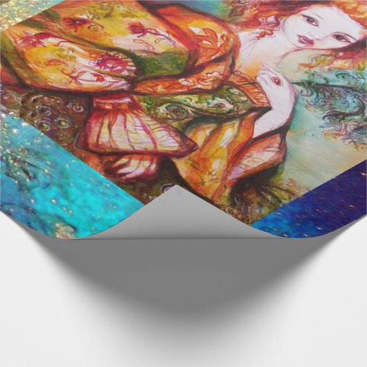 ROMANTISCHES LADY MIT PEACOCK FEATHER GESCHENKPAPIER (Ecke)