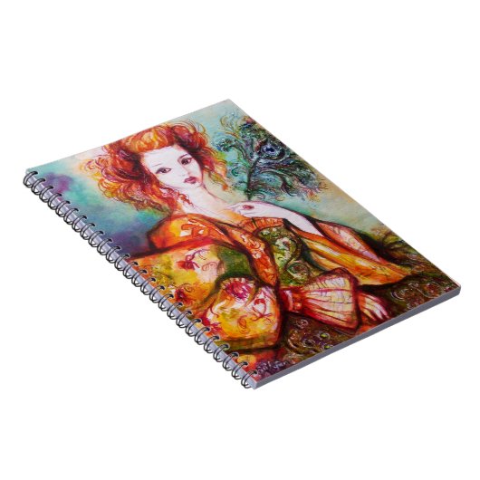 ROMANTISCHES LADY MIT PEACOCK FEATHER NOTIZBLOCK (Rechte Seite)