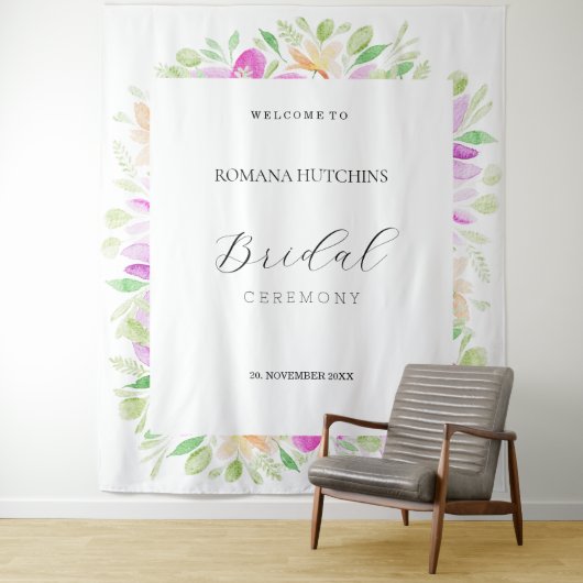 Romantisches Land Floral Wasserfarbe Handgemalt Wandteppich (Beispiel)