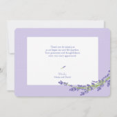 Romantisches Lavendel Foto Hochzeit Danke Karte (Rückseite)