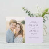 Romantisches Lavendel-Minimalistisches Foto Save The Date (Stehend Vorderseite)