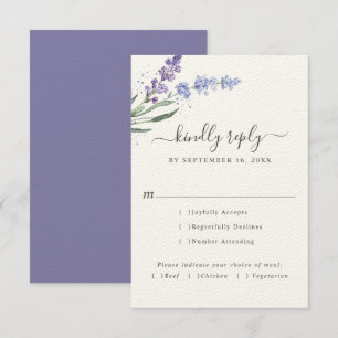 Romantisches Lavendel-Wasserfarben-Blumen Essens RSVP Karte
