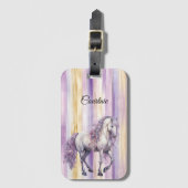 Romantisches Lavendel-Weiße Pferd Gepäckanhänger (Vorderseite Vertikal)