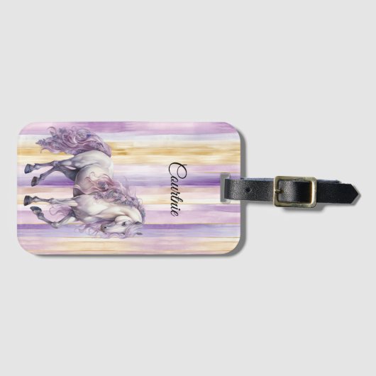 Romantisches Lavendel-Weiße Pferd Gepäckanhänger (Vorderseite (Horizontal))