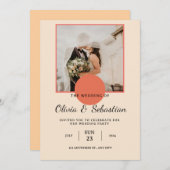 Romantisches leicht graues Orange Foto Wedding Inv Einladung (Vorne/Hinten)