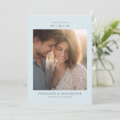 Romantisches Lichtblau-Foto Save The Date (Stehend Vorderseite)