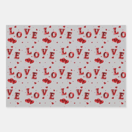 Romantisches Liebe Wrapping Paper Geschenkpapier Set (Vorderseite 2)