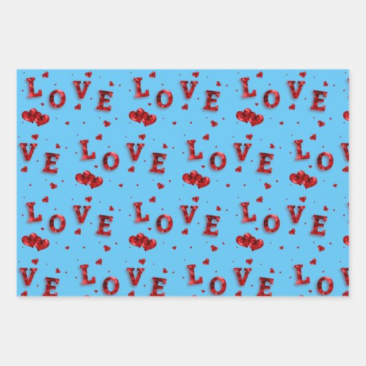 Romantisches Liebe Wrapping Paper Geschenkpapier Set (Vorderseite 3)
