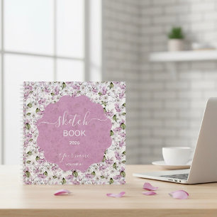 Romantisches lila Blumen Skizzenbuch Notizblock