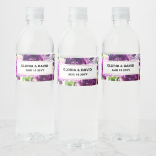 Romantisches lila Blumen Wasserflaschenetikett