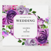 Romantisches Lila Blumenweinlabel Schaumweinetikett (Einzelnes Label)