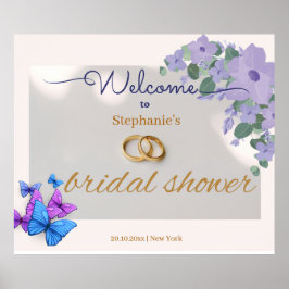 Romantisches lila Brautparty Begrüßung Poster