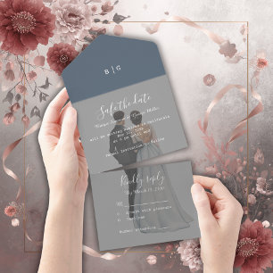 Romantisches lila Ehepaar Foto Hochzeit Sicher das All In One Einladung