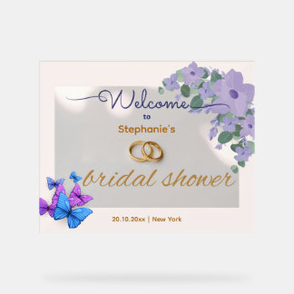 romantisches lila florales Acryl-Willkommensschild Acrylschild