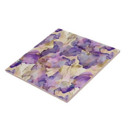 Romantisches Lila Gold Iris Brautparty Fliese (Seite)