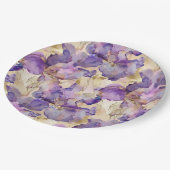 Romantisches Lila Gold Iris Brautparty Pappteller (Schrägansicht)
