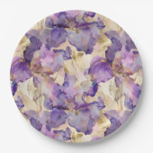 Romantisches Lila Gold Iris Brautparty Pappteller (Vorderseite)