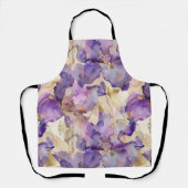 Romantisches Lila Gold Iris Brautparty Schürze (Vorderseite)