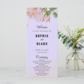 Romantisches Lila Hochzeitsprogramm mit rosa Rosen (Stehend Vorderseite)