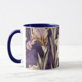 Romantisches lila Iris-Blumen-Gold-Monogramm Tasse