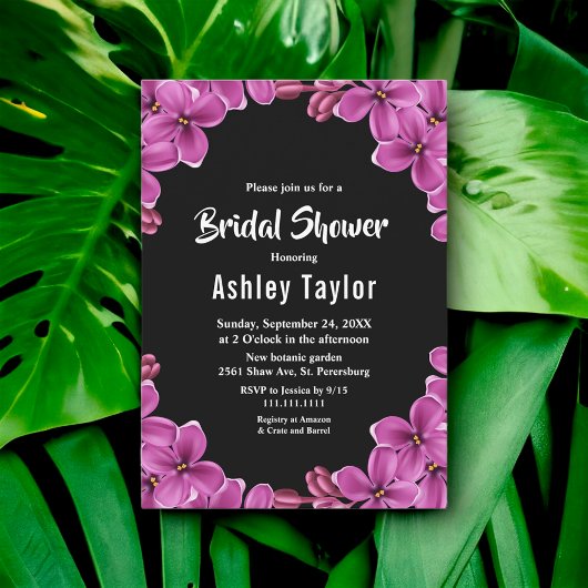 Romantisches Lila-Orchid-Brautparty Einladung