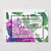 Romantisches lila rosa blumengeschmücktes BRAUTPAR Einladung (Vorderseite)